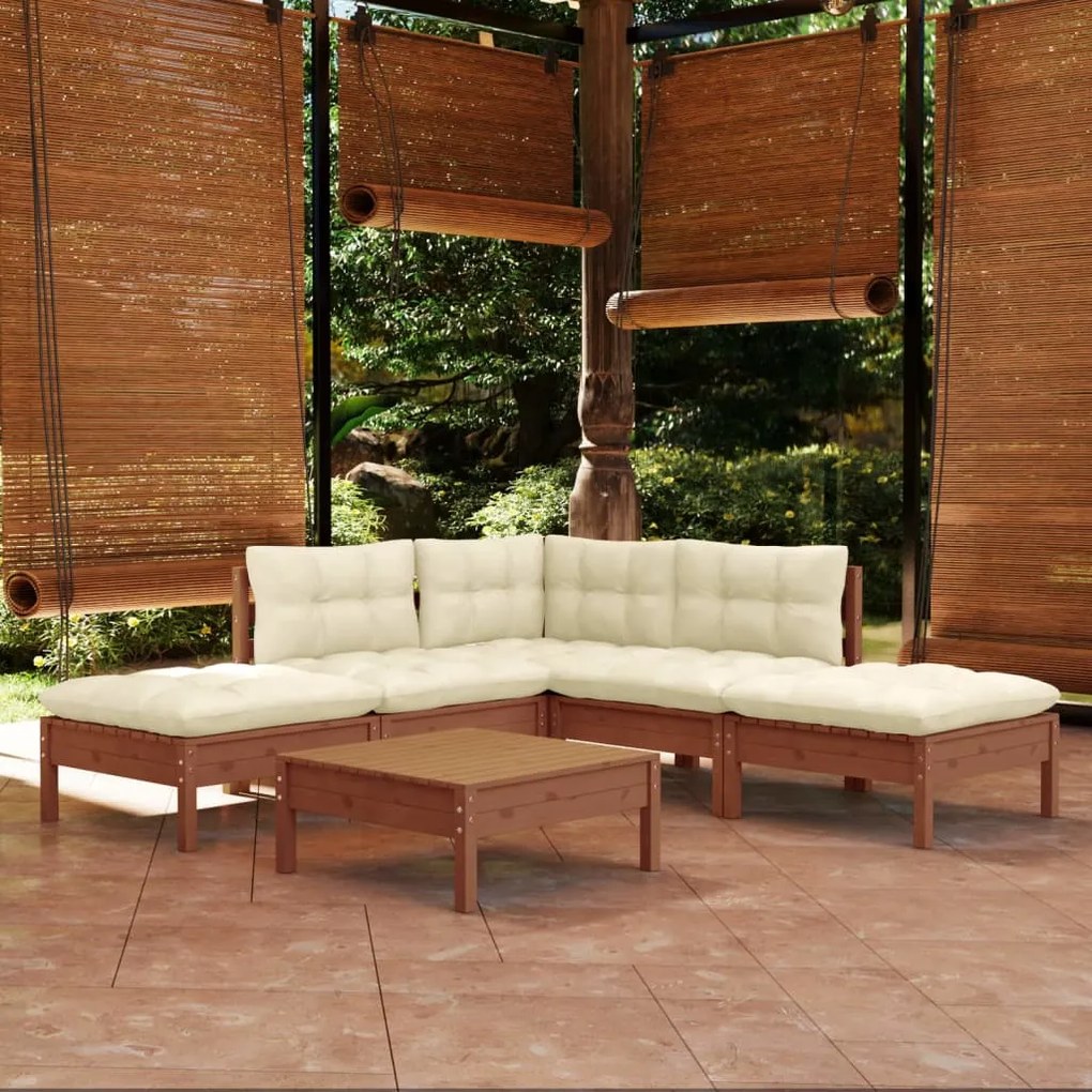 3096319 vidaXL Set mobilier grădină cu perne, 6 piese, maro miere, lemn de pin
