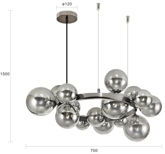 Brilagi - Lustră LED suspendată pe cablu MILLA, 15xG9/3W/230V, negru cromat/fumuriu