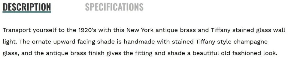 Aplica de perete cu sticla tiffany New York