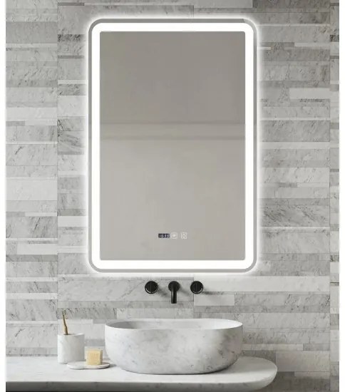 Oglindă Baie LED și Dezaburire Elit's Premium cu Senzor Touch, Lumina Rece, Caldă și Neutră, 60x100cm