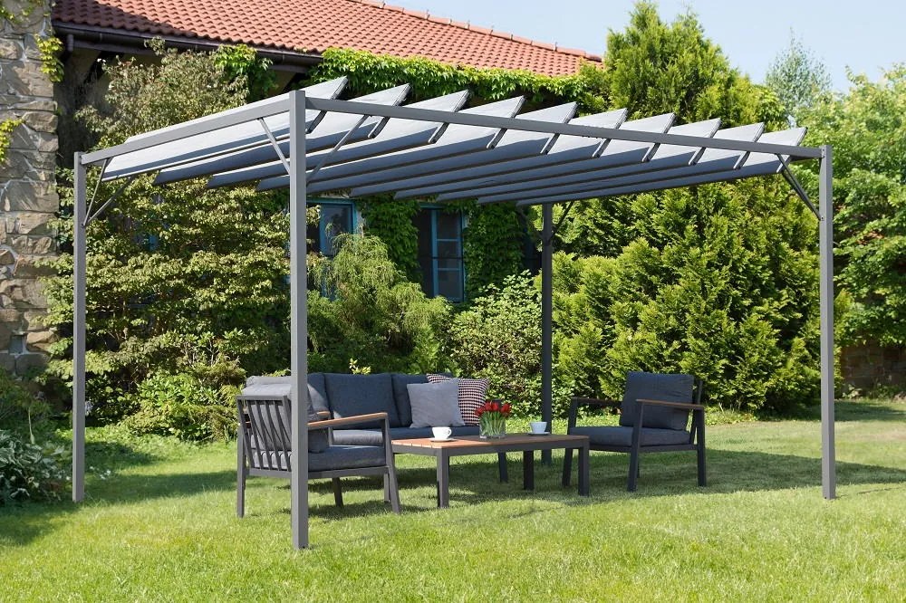 Pergolă de terasă din antracit Malaga 3x4m Garden Point