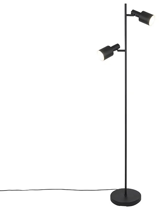 Lampa de podea moderna neagra cu 2 lumini - Stijn