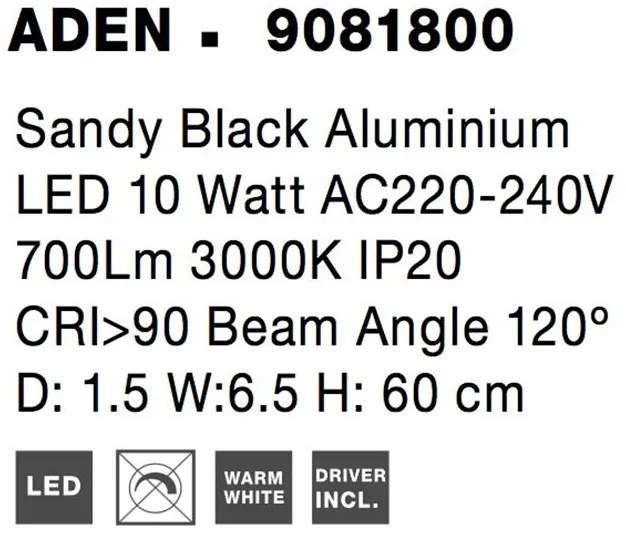 Aplica de perete LED design liniar Aden 60cm