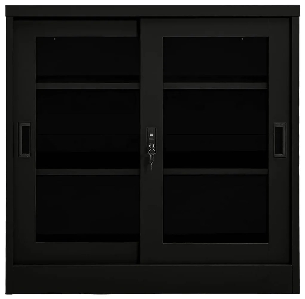 335956 vidaXL Dulap cu ușă glisantă, negru, 90x40x90 cm, oțel