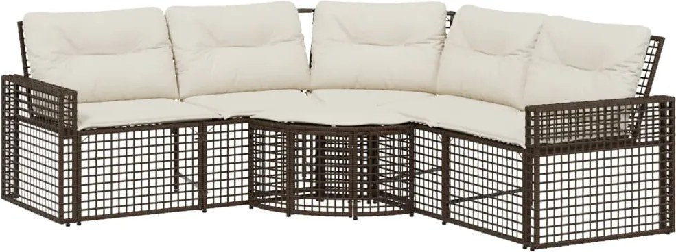 vidaXL Canapea de grădină cu perne/taburet, formă L, maro, poliratan