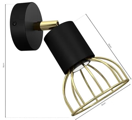 Spot de perete DANTE 1xGU10/25W/230V negru/auriu