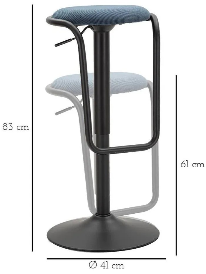Scaun de bar petrol/negru cu înălțime ajustabilă tapițat (înălțime șezut 61 cm) Destiny – Mauro Ferretti