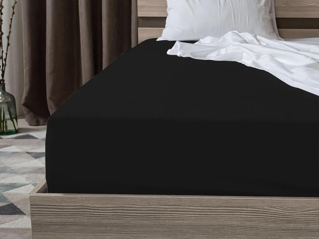 Cearsaf Jersey negru cu elastic 140x200 cm