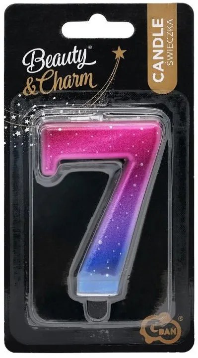 Numere Night Sky Metallic Lumânare colorată numărul 7, lumânare de tort