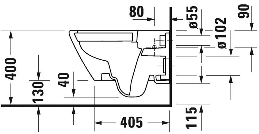 Set Vas WC suspendat cu capac soft close Duravit D-Neo Rimless 36x54 cm evacuare orizontala