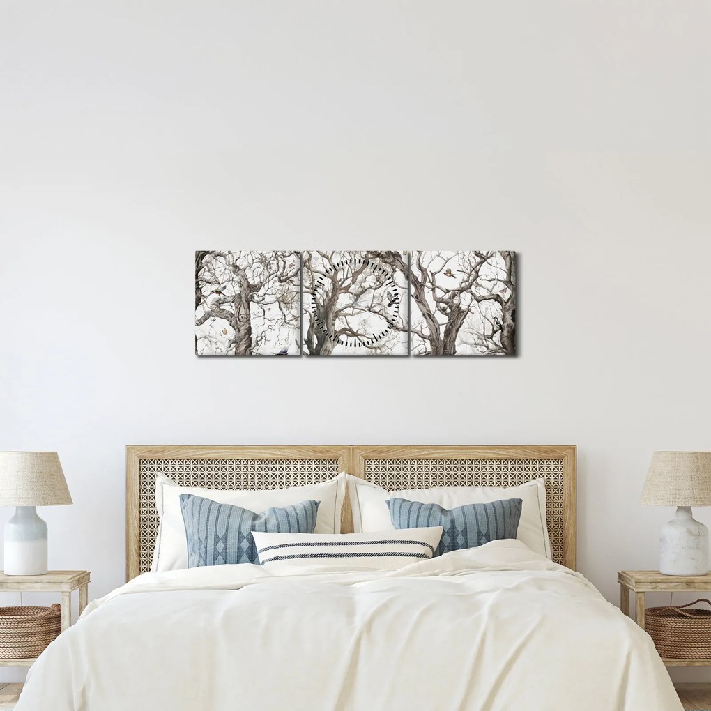 Tablou - Model de pădure, desen (cu ceas) (90x30 cm)