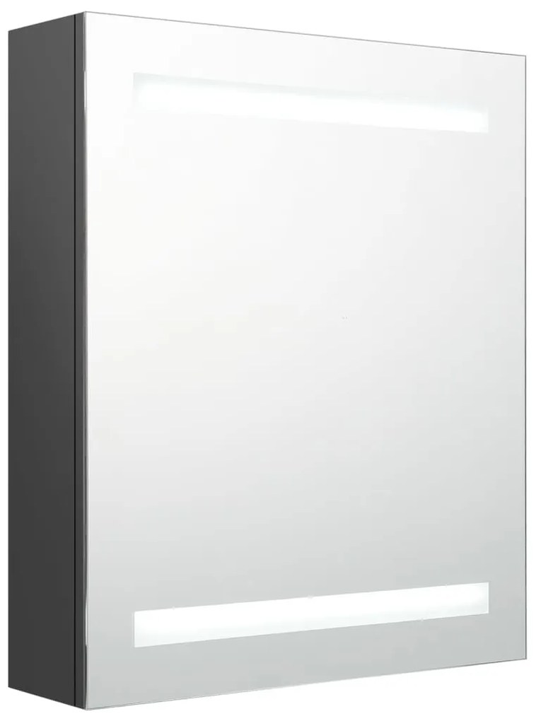 326482 vidaXL Dulap de baie cu oglindă și LED-uri, gri, 50x14x60 cm
