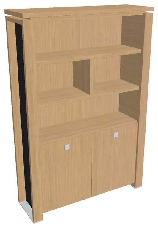 Dulap înalt Verno+ S 140 x 46 x 210 cm, cu rafturi, stejar deschis / negru