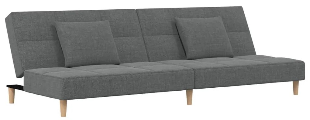 337416 vidaXL Canapea extensibilă cu 2 locuri, 2 perne, gri închis, textil