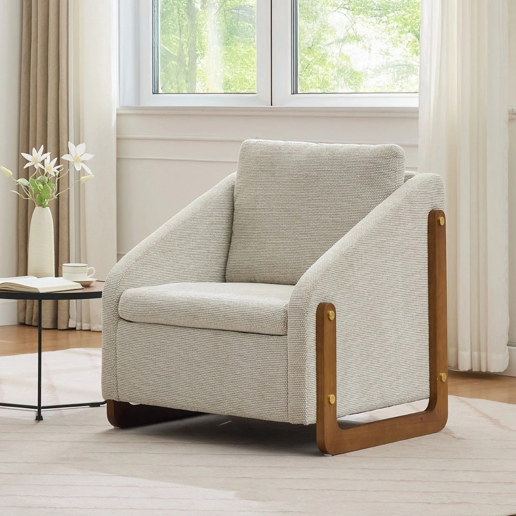 Scaun modern de accent pentru living, Bej | Aosom Romania