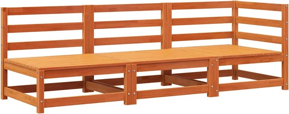 vidaXL Canapea de grădină cu 3 locuri, maro ceruit, lemn masiv de pin