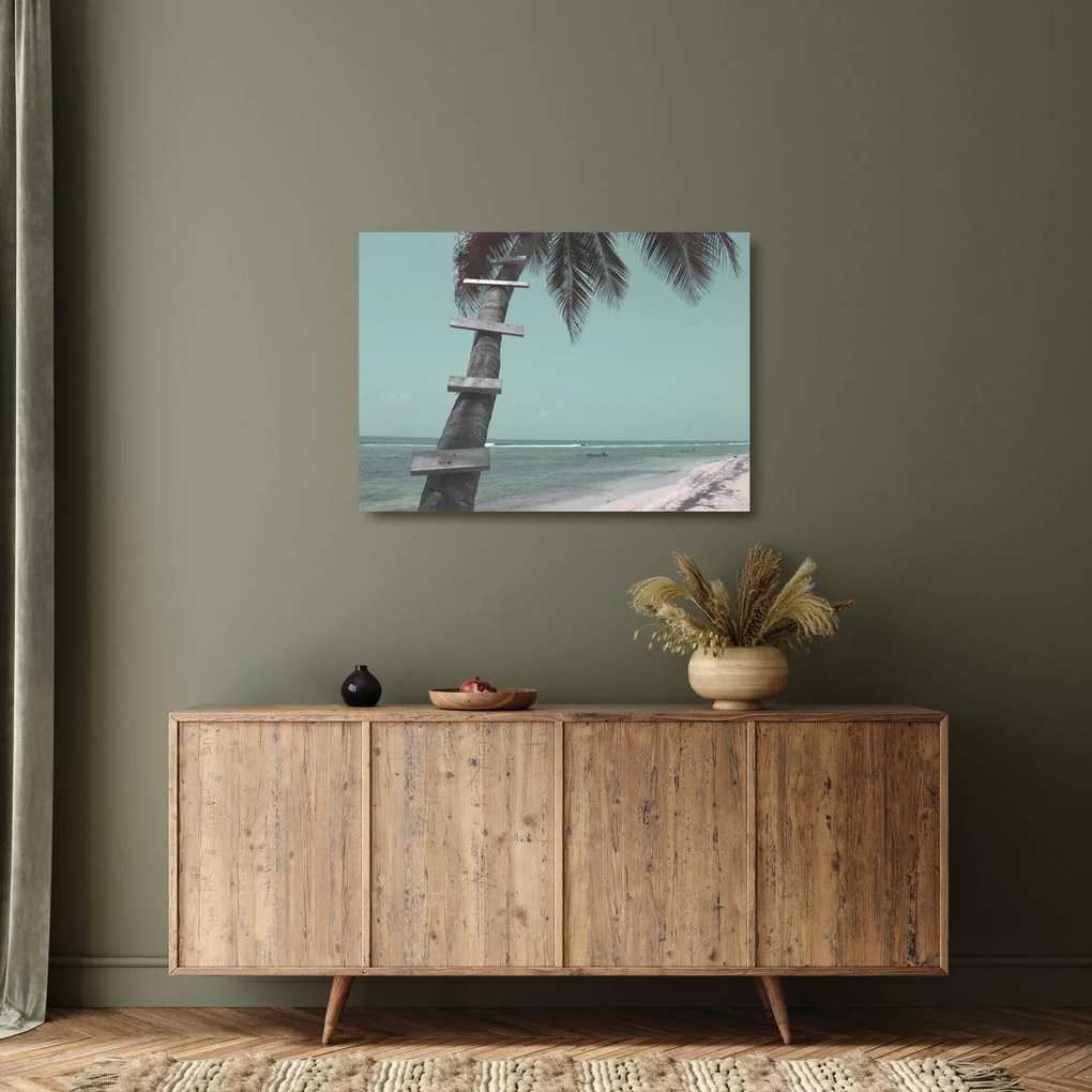 Tablou pe sticlă - Palma în Caraibe (70x50 cm)