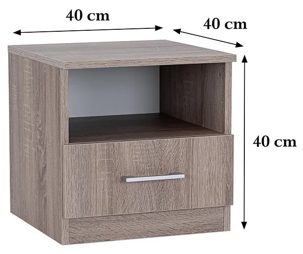 Noptieră Miami 1 sertar 40x40 cm stejar York-stejar York