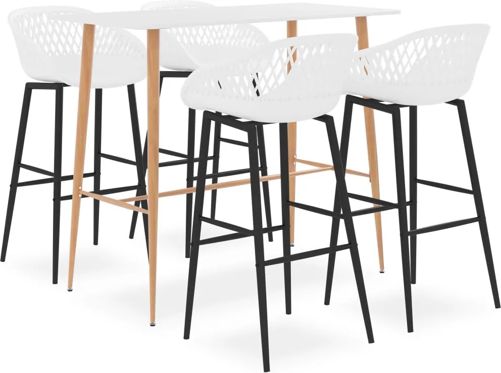 vidaXL Set mobilier de bar, 5 piese, alb