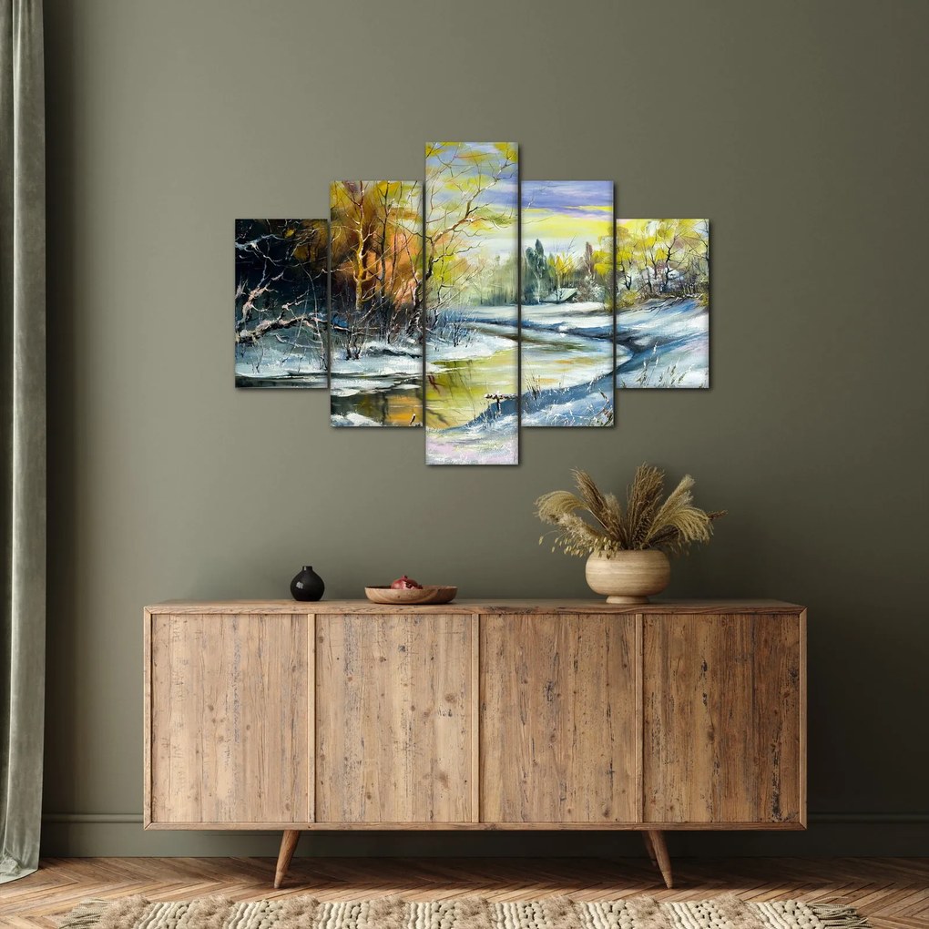 Tablou - Râu de iarnă, pictură în ulei (150x105 cm)