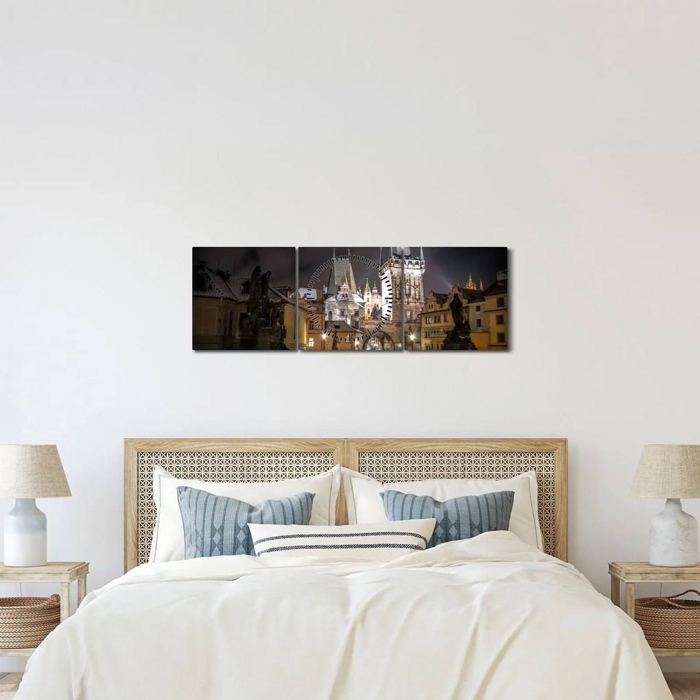 Tablou cu Poarta de pulbere iluminată (cu ceas) (90x30 cm)