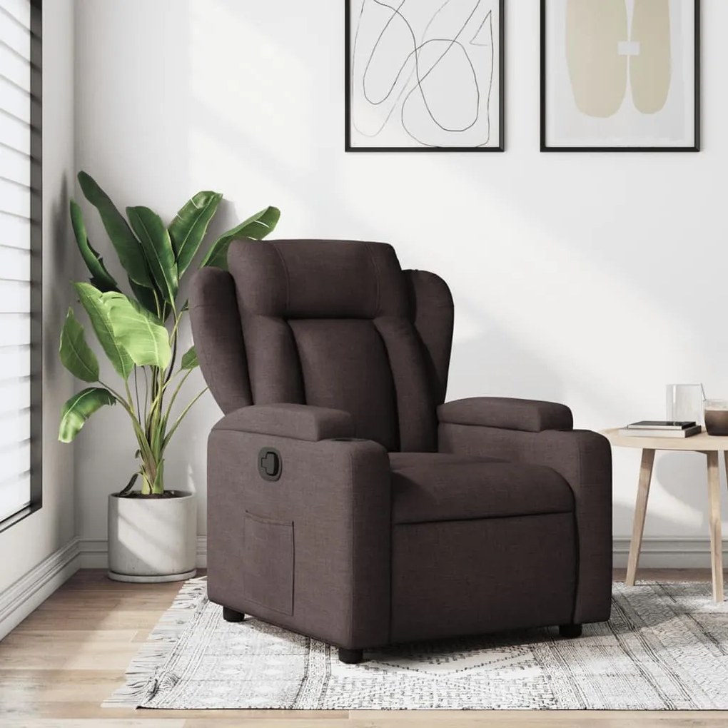 vidaXL Fotoliu rabatabil, maro închis, material textil