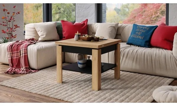 Măsuță de cafea pliabilă cu raft LIA stejar/negru