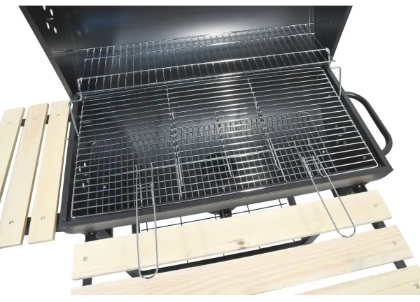 Grătar cu cărbuni, negru/lemn