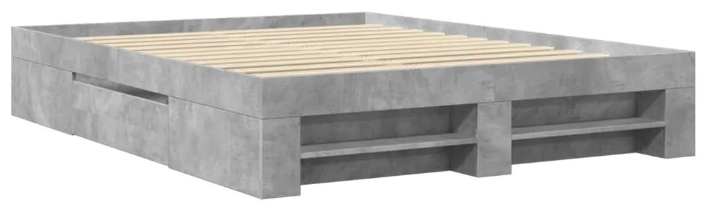 3295467 vidaXL Cadru de pat, gri beton, 150x200 cm, lemn prelucrat