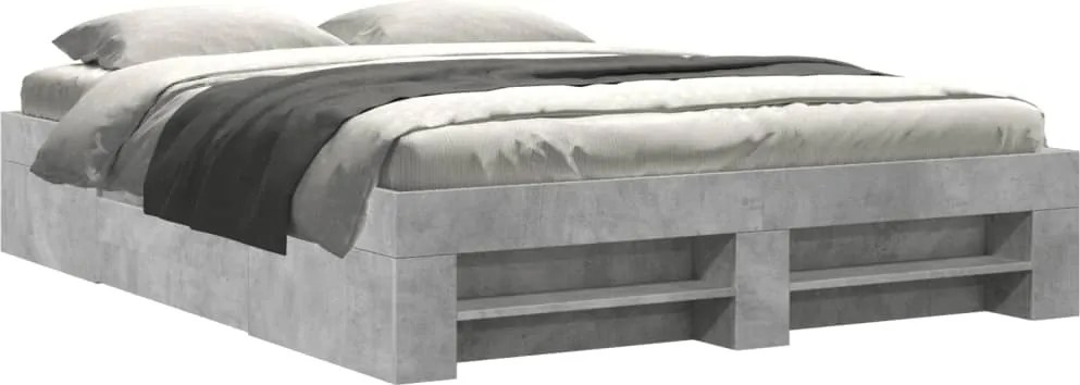 vidaXL Cadru de pat, gri beton, 150x200 cm, lemn prelucrat