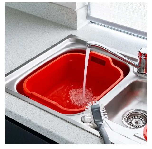 Lighean din plastic cu două mânere Addis, 39 x 32 x 14 cm, albastru închis