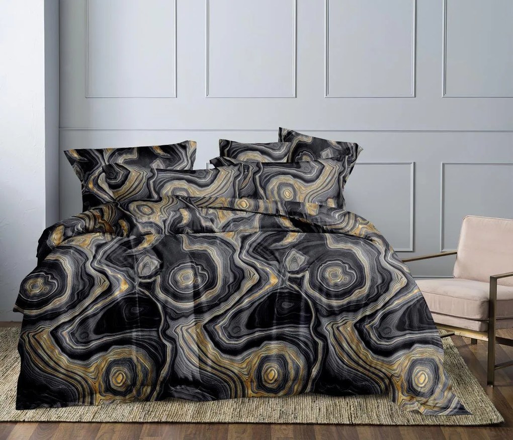 Lenjerie de pat din microfibra CLOVER neagra Dimensiune lenjerie de pat: 2 buc 70 x 80 cm | 200 x 220 cm