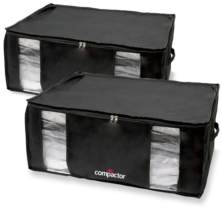 Set 2 cutii de depozitare cu vid Compactor Black Edition XXL, 50 x 26,5 cm, negru