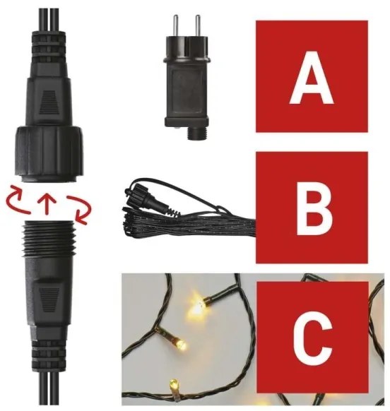 Ghirlandă LED pentru exterior 100 LED/15 m IP44 alb cald