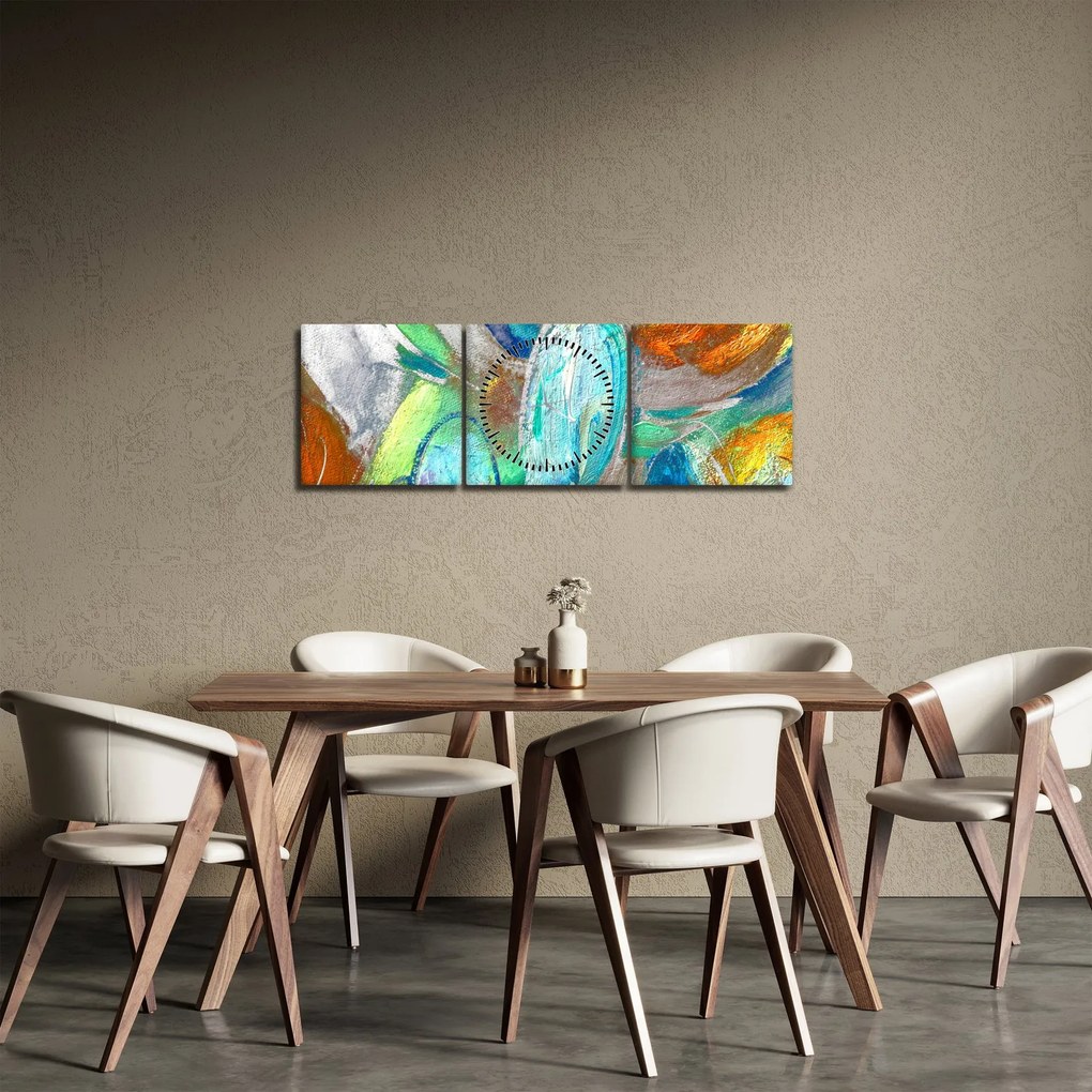 Tablou - Abstract colorat (cu ceas) (90x30 cm)