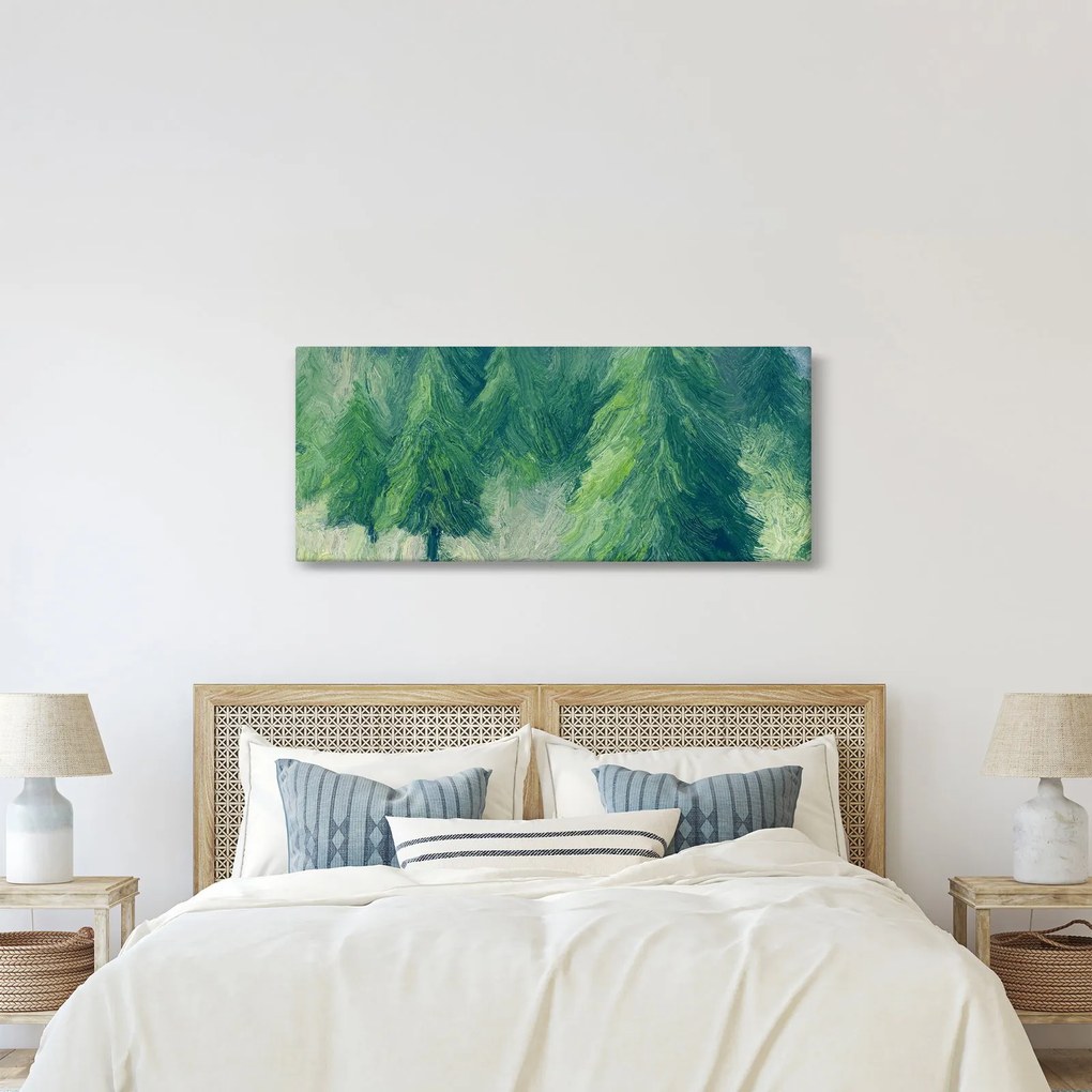 Tablou - Conifere pictate (120x50 cm)