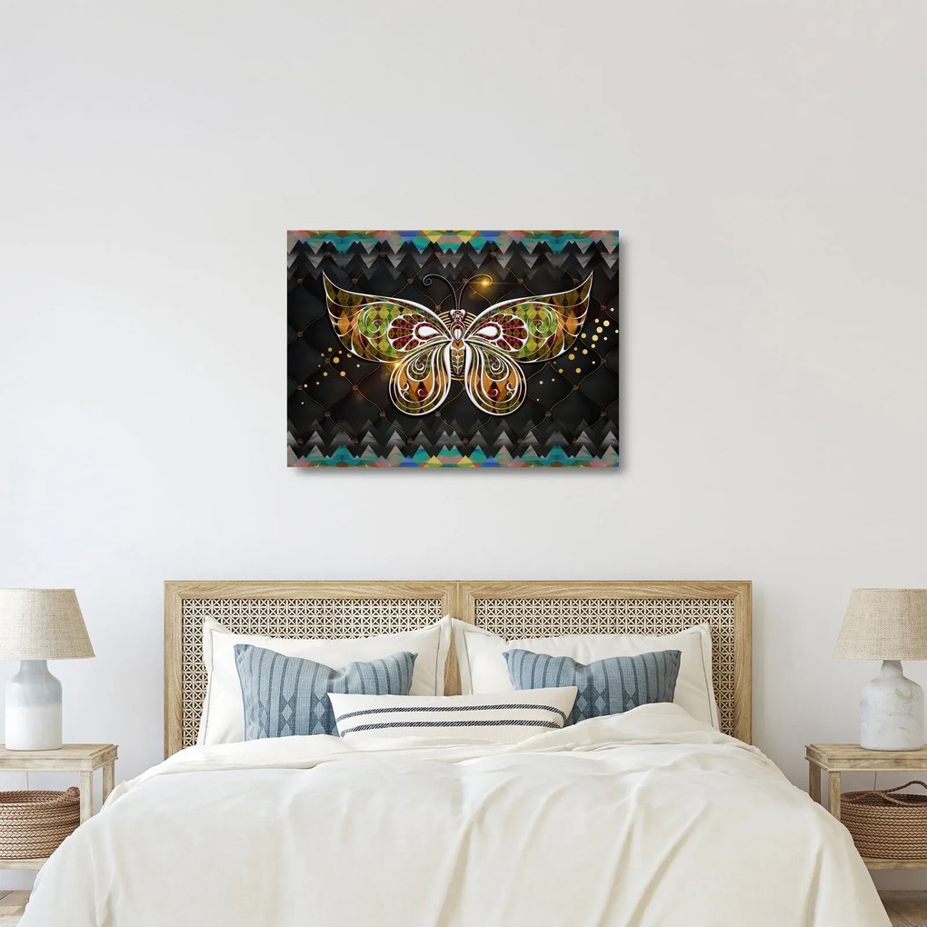 Tablou pe sticlă - Fluture magic (70x50 cm)