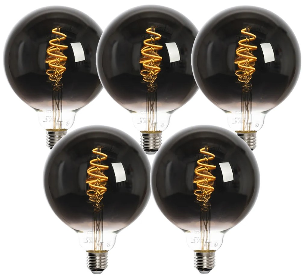 Set de 5 becuri LED inteligente E27 G125 Negre 4W 60lm 1800-3000K