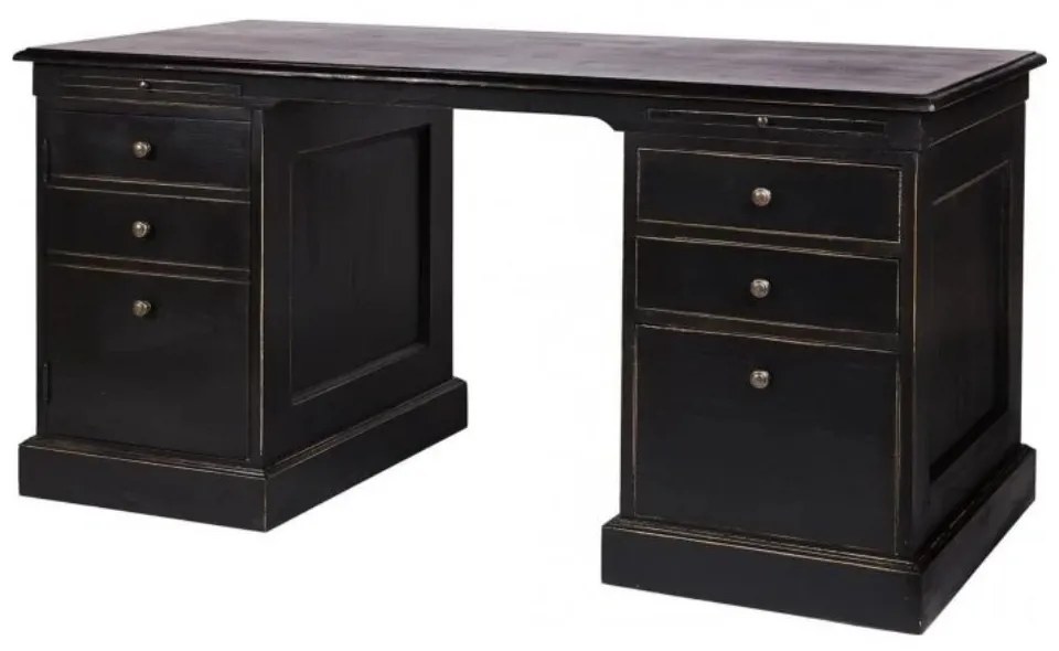 Birou negru din lemn de pin, cu aspect vintage, New York