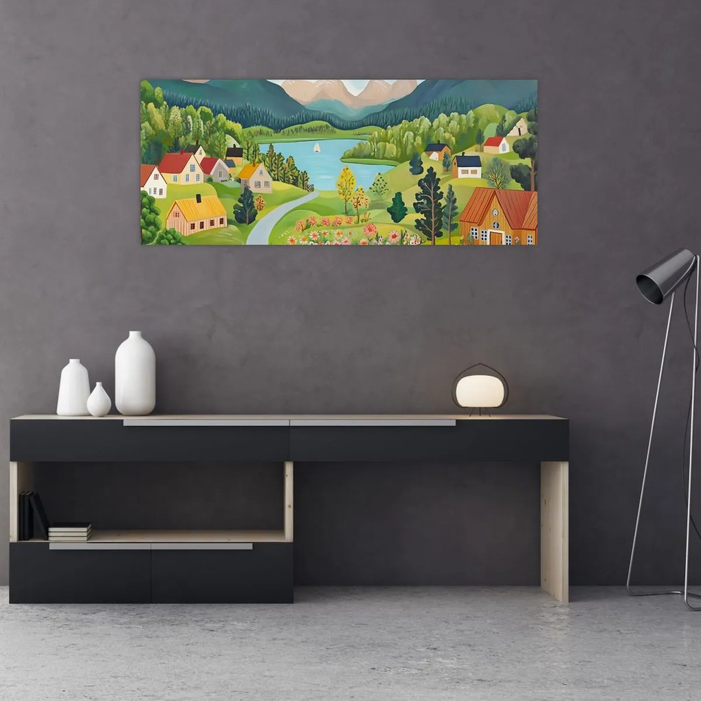 Tablou - Sat în Munți (120x50 cm)