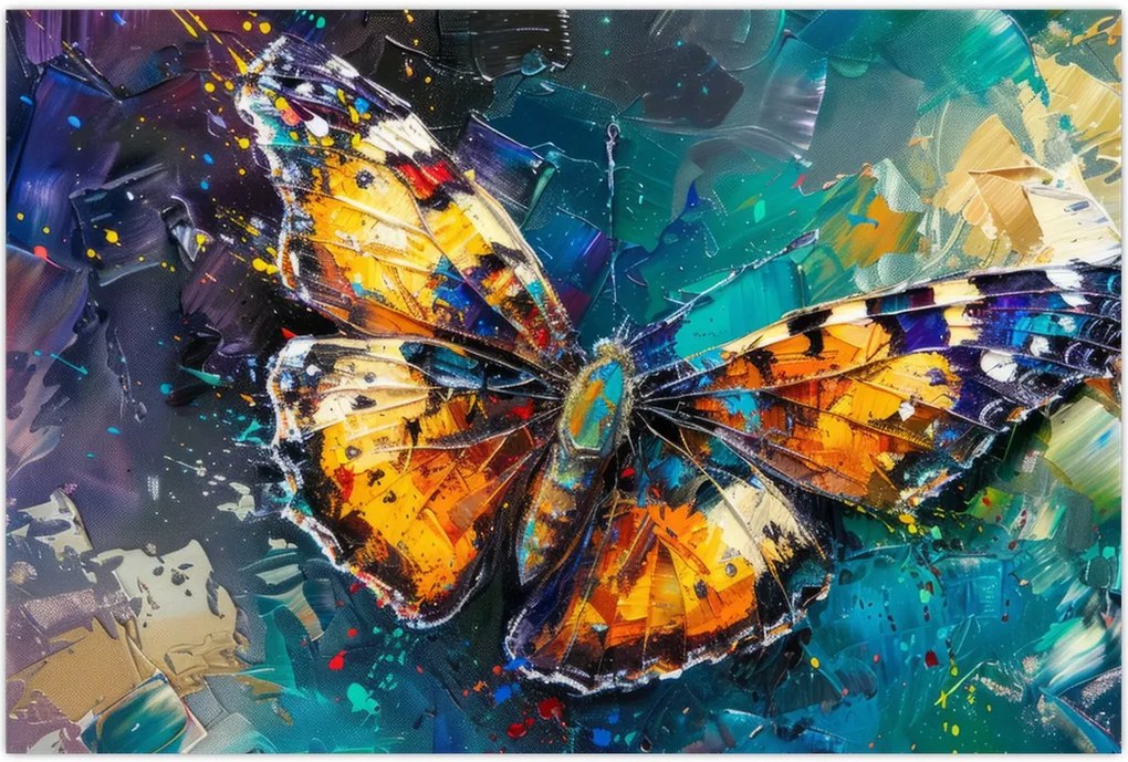 Tablou - Fluture, pictură în ulei (90x60 cm)