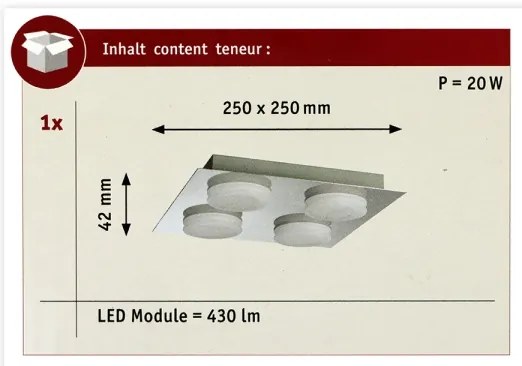 Plafonieră pentru baie 4xLED/5W IP23 DORADUS 230V Paulmann 70875