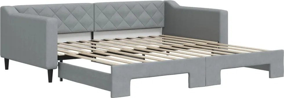 vidaXL Pat de zi cu extensie, gri deschis, 100x200 cm, textil