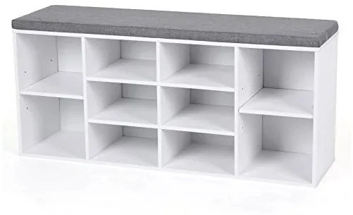Dulap De Depozitare Pentru Pantofi, Alb Si Gri, 104 Cm