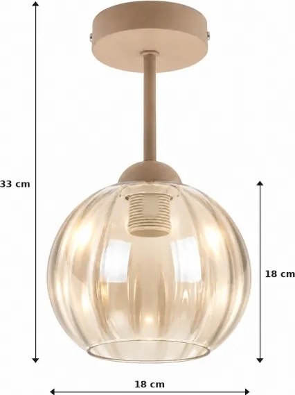 BRILAGI - Lustră LED aplicată R GLASS 1xE27/60W/230V Ø 18 cm bej/bej fumuriu