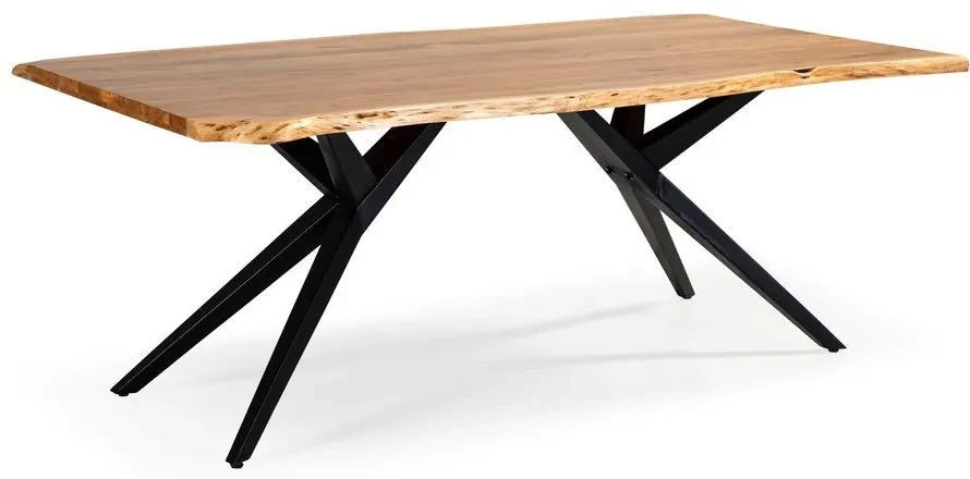 Masă de dining în culoare naturală cu blat din lemn de acacia 100x200 cm Mudri – Marckeric