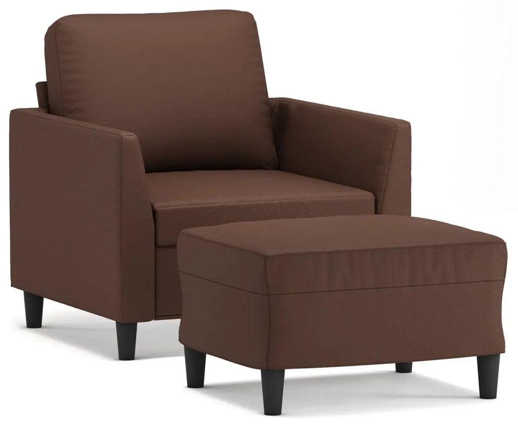 3153493 vidaXL Fotoliu canapea cu taburet, maro, 60 cm, piele ecologică