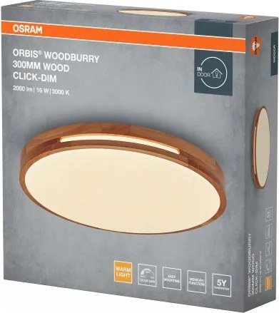 Osram - ORBIS WOODBURRY Plafonieră LED dimabilă, 16 W, 230 V, Ø 30 cm