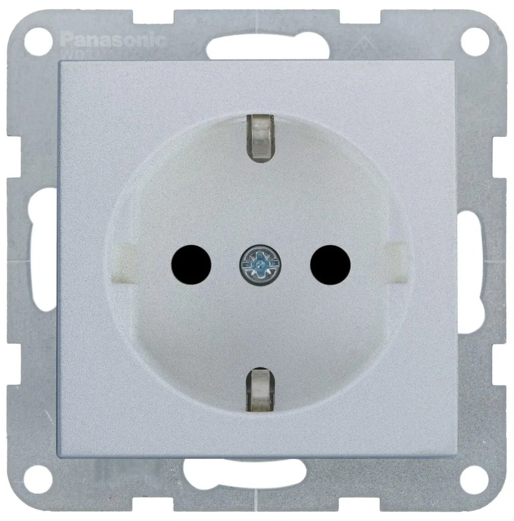 Priza simpla cu impamantare 16A, IP20, Argintiu, Panasonic Karre Plus 55
