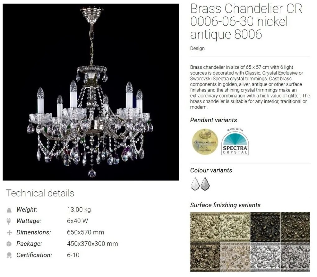 Candelabru Cristal Bohemia Exclusive 6 brate Chandelier CR